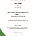 BS10125 accreditation certificate at Linwood Coachworks Paisley