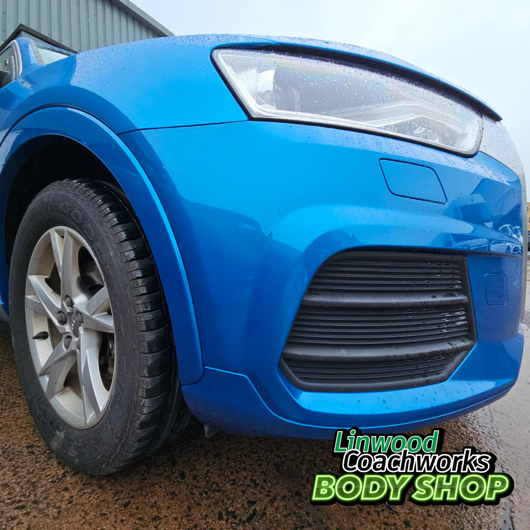 Bumper and wing perfectly repaired at Linwood Coachworks Paisley