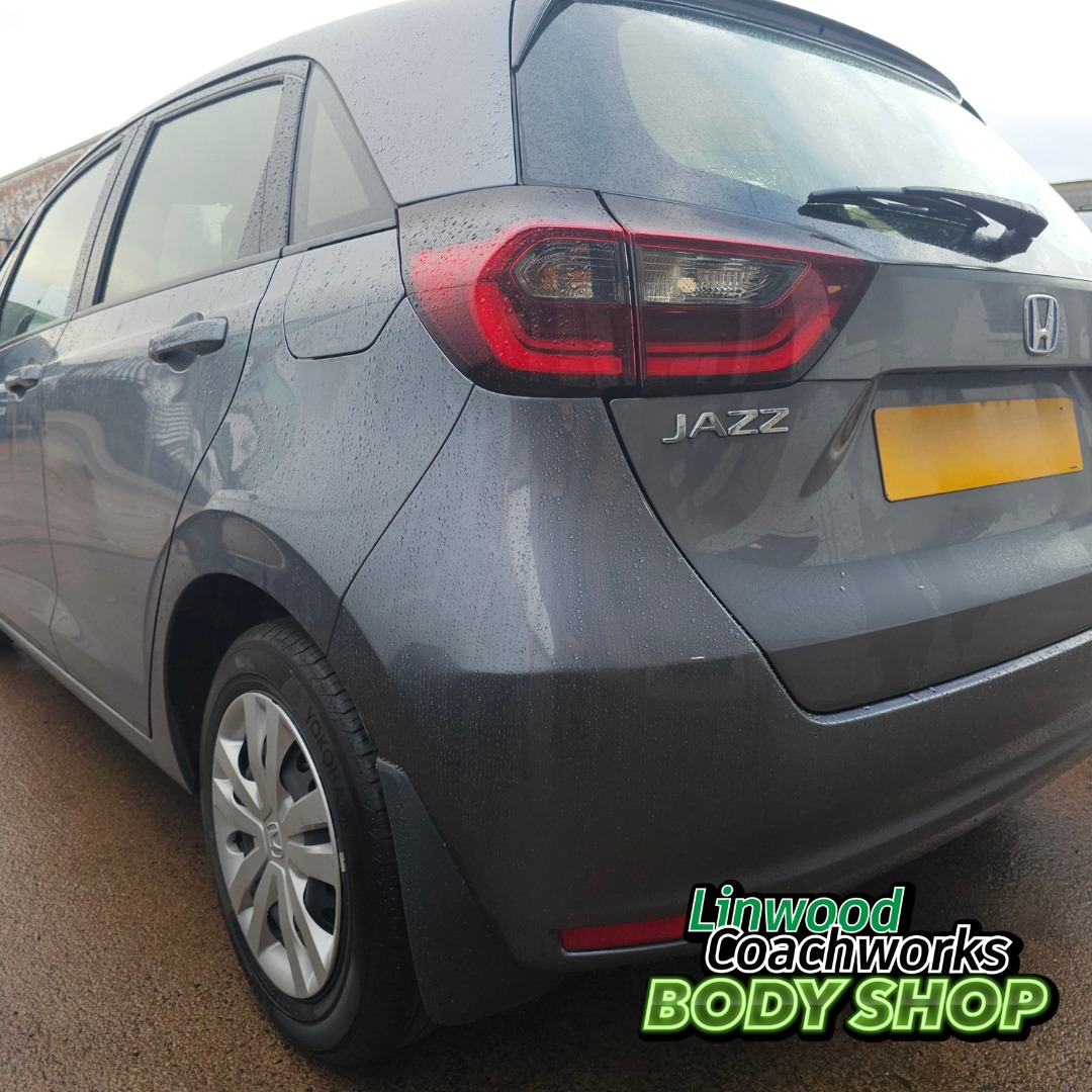 Honda Jazz rear quarter repair completed at Linwood Coachworks Paisley